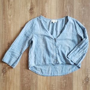 Sky Blue Cloth & Stone Cropped Hi Low Butt…